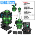 Ferramenta de nível a laser 3d/4d 12/16 linhas verticais horizontais com 1.2m 3 alturas barra de extensão de liga ajustável suporte de tripé