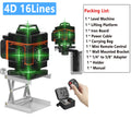Ferramenta de nível a laser 3d/4d 12/16 linhas verticais horizontais com 1.2m 3 alturas barra de extensão de liga ajustável suporte de tripé