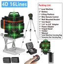 Ferramenta de nível a laser 3d/4d 12/16 linhas verticais horizontais com 1.2m 3 alturas barra de extensão de liga ajustável suporte de tripé