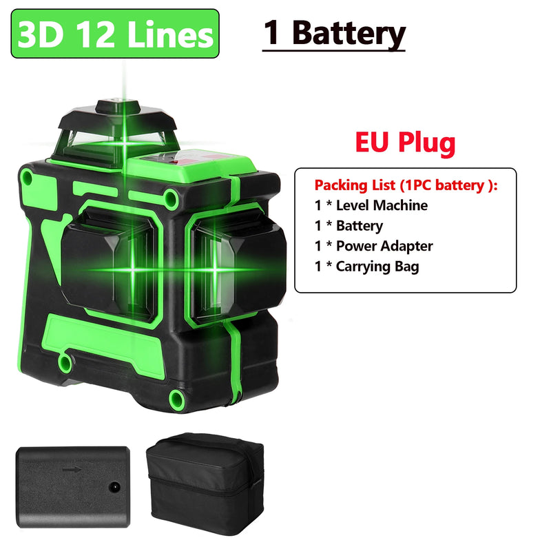 Ferramenta de nível a laser 3d/4d 12/16 linhas verticais horizontais com 1.2m 3 alturas barra de extensão de liga ajustável suporte de tripé