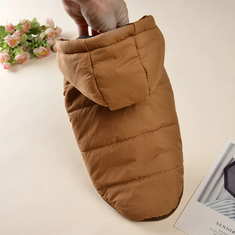 Casaco de lã quente para cães, casaco com capuz para cães pequenos e médios, roupas de inverno para cachorros, jaqueta com anel d, grosso e aconchegante, pug, dachshund, fantasia de parka