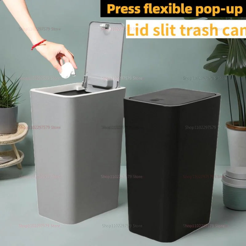 Lixeira 10l à prova de odor elegante lixeira moderna design de um toque plástico durável economia de espaço e à prova de vazamento lixeira simples