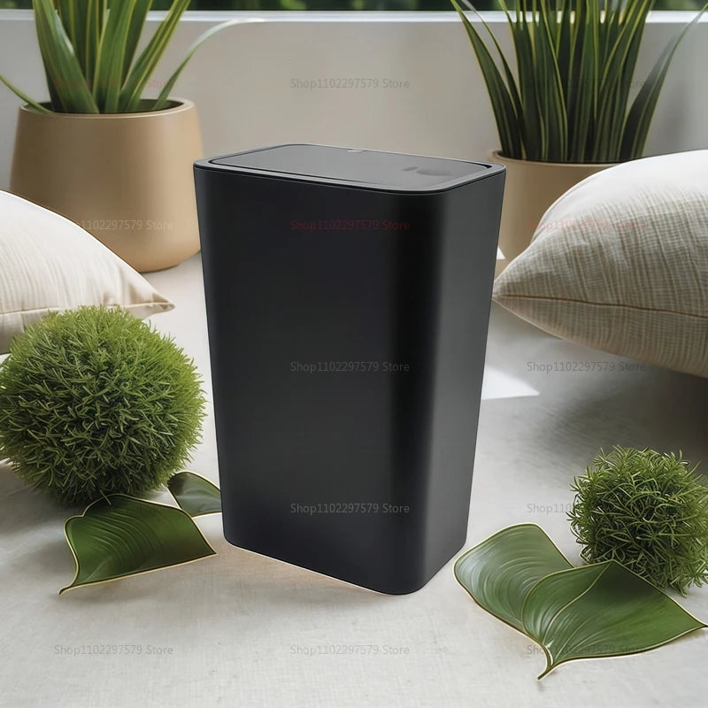Lixeira 10l à prova de odor elegante lixeira moderna design de um toque plástico durável economia de espaço e à prova de vazamento lixeira simples