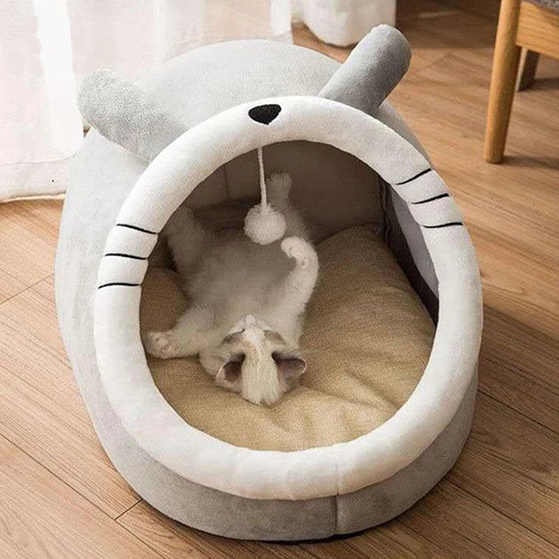 Cama de gato para dormir profundo, cama de desenho animado para animais de estimação, dobrável, removível, lavável, cama de dormir para cães pequenos, saco de chão, cama de gatos