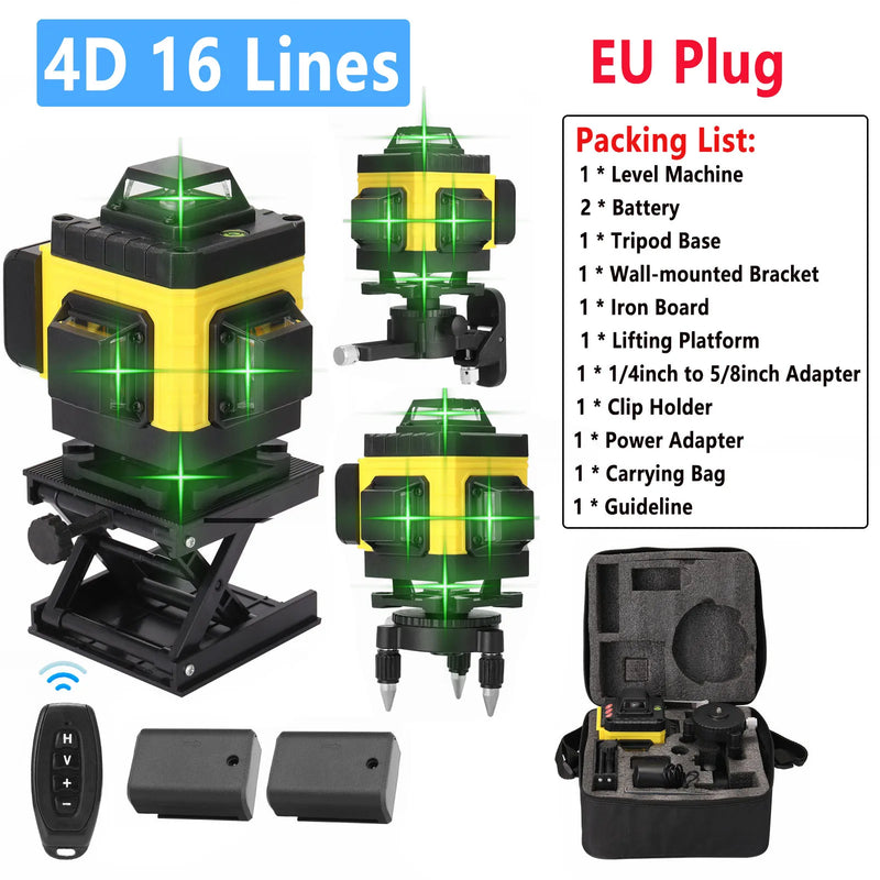 Ferramenta de nível a laser 3d/4d 12/16 linhas verticais horizontais com 1.2m 3 alturas barra de extensão de liga ajustável suporte de tripé