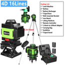 Ferramenta de nível a laser 3d/4d 12/16 linhas verticais horizontais com 1.2m 3 alturas barra de extensão de liga ajustável suporte de tripé