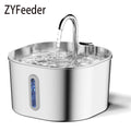 ZYFeeder 2.2L Fonte de água automática para gatos quadrada de aço inoxidável Alimentador de água para animais de estimação Fonte de água para cães com janela (sem plugue 5V 1A)