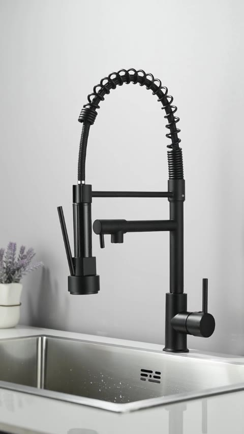 Torneira Gourmet Cozinha Monocomando Premium Preto Móvel Misturador Mono Comando com Spray Articulado