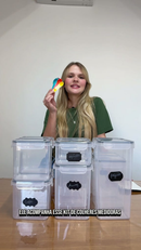 Kit 15 Potes Herméticos Mantimentos Quadrado Cozinha Tampa Trava Recipientes De Organização Luvinco