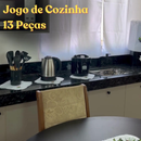 Kit Jogo de Cozinha 13 Peças Completo Com Cortina e Toalha de Mesa