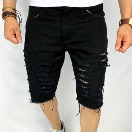 Bermudas Masculinas Jeans Com Lycra Slim Fit Rasgado Slim Lycra promoção direto da fabrica Mega
