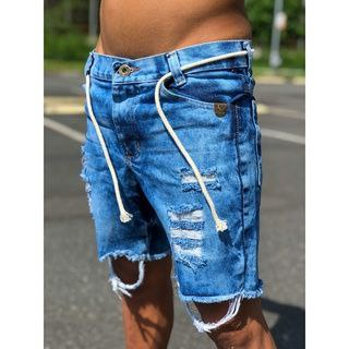 Bermudas Masculinas Jeans Com Lycra Slim Fit Rasgado Slim Lycra promoção direto da fabrica Mega