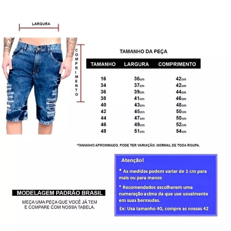 Bermudas Masculinas Jeans Com Lycra Slim Fit Rasgado Slim Lycra promoção direto da fabrica Mega