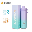 CIVAGO Garrafa Térmica Inox 560ml Tampa Vedada – Bebidas Frias 24h, Quentes 12h – Roxo Verde