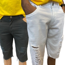 Bermudas Masculinas Jeans Com Lycra Slim Fit Rasgado Slim Lycra promoção direto da fabrica Mega