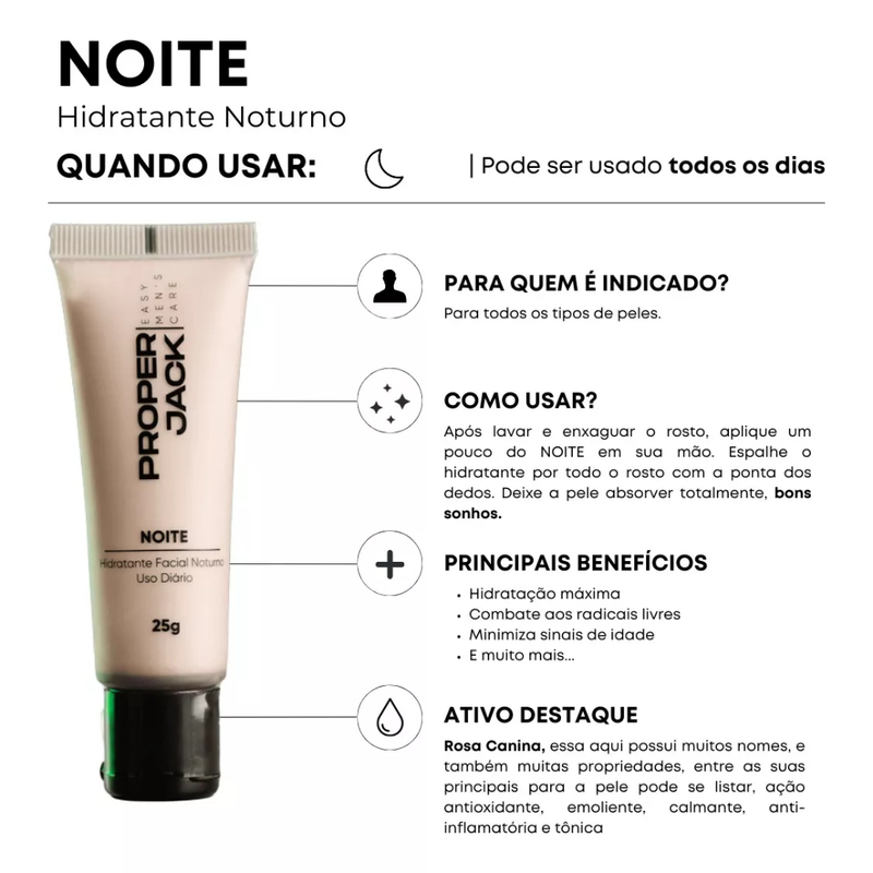 Noite Hidratante Facial Masculino Noturno Proper Jack