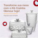 Kit Cozinha Mesa Posta Glamour Café da Manhã/Tarde Jarra Queijeira Manteigueira Açucareiro e Boleira