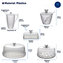 Kit Cozinha Mesa Posta Glamour Café da Manhã/Tarde Jarra Queijeira Manteigueira Açucareiro e Boleira