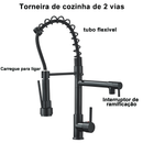 Torneira Gourmet Cozinha Monocomando Premium Preto Móvel Misturador Mono Comando com Spray Articulado