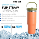 Garrafa Térmica 900ML Com Alça Flip Tumbl Aço Inoxidável Isolamento Térmico Com Canudo P/ Academia Trabalho Caminhada
