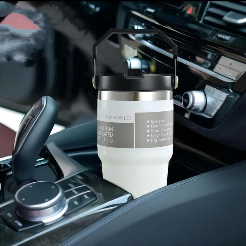 Garrafa Térmica 900ML Com Alça Flip Tumbl Aço Inoxidável Isolamento Térmico Com Canudo P/ Academia Trabalho Caminhada