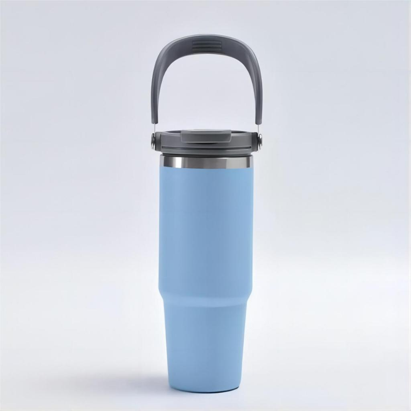 Garrafa Térmica 900ML Com Alça Flip Tumbl Aço Inoxidável Isolamento Térmico Com Canudo P/ Academia Trabalho Caminhada