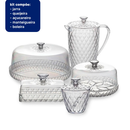 Kit Cozinha Mesa Posta Glamour Café da Manhã/Tarde Jarra Queijeira Manteigueira Açucareiro e Boleira