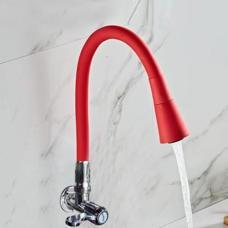 torneira cozinha parede vermelho flexível Duplo Jato Cone 1/4 de Volta FABN