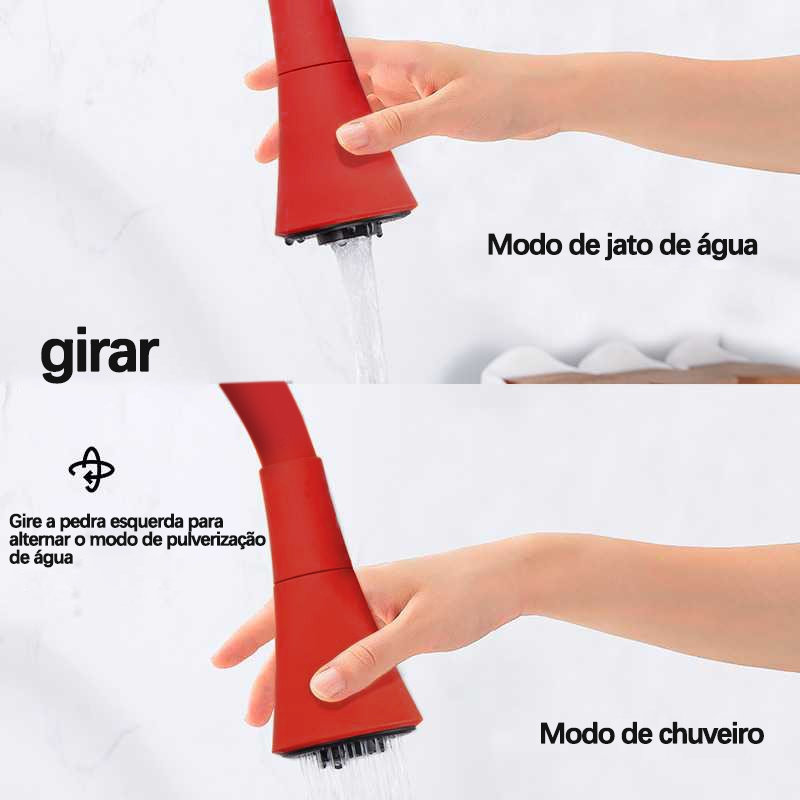 torneira cozinha parede vermelho flexível Duplo Jato Cone 1/4 de Volta FABN