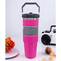 Garrafa Térmica 900ML Com Alça Flip Tumbl Aço Inoxidável Isolamento Térmico Com Canudo P/ Academia Trabalho Caminhada