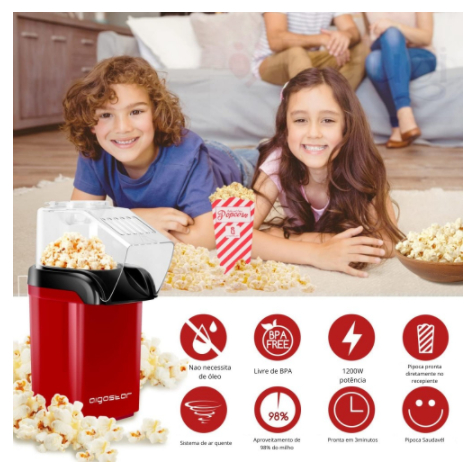 PIPOQUEIRA ELÉTRICA Máquina Fazer Pipoca Sem Óleo