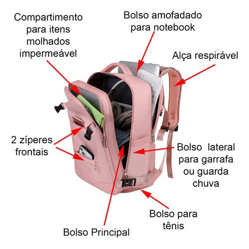 Mochila viral Dois Bolsos Na Frente Laptop Viagem Escolar À Prova D'água Executiva Notebook Impermeável Guarda Tenis
