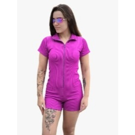 Macaquinho Shorts Manga Curta Feminino Balada Gringo