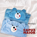 Toalha de Banho Bebê Felpuda Capuz Infantil Recém Nascido Com Orelhinha Menino e Menina 95 x 65cm