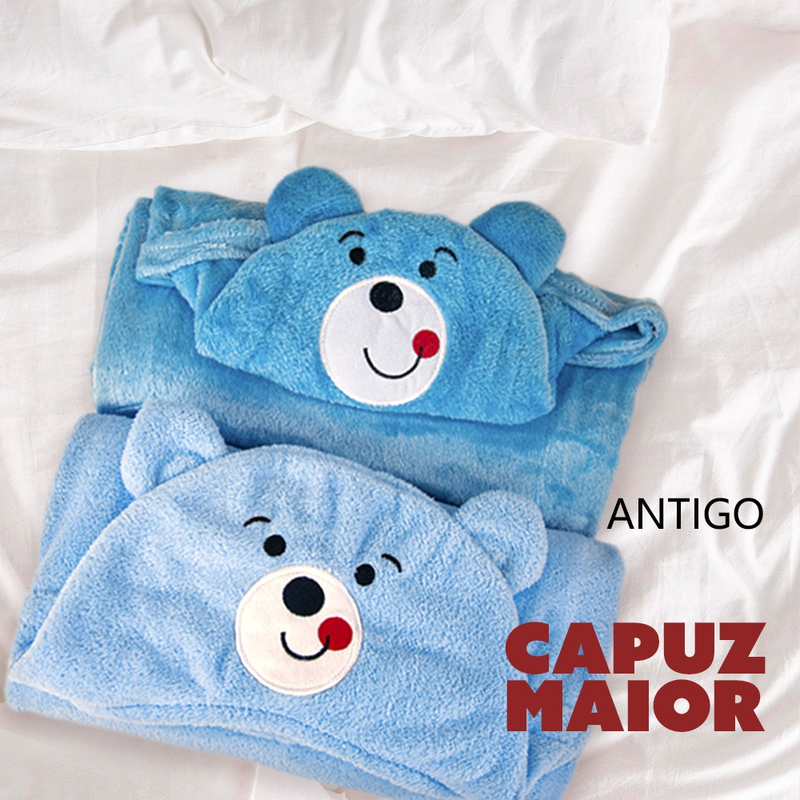Toalha de Banho Bebê Felpuda Capuz Infantil Recém Nascido Com Orelhinha Menino e Menina 95 x 65cm