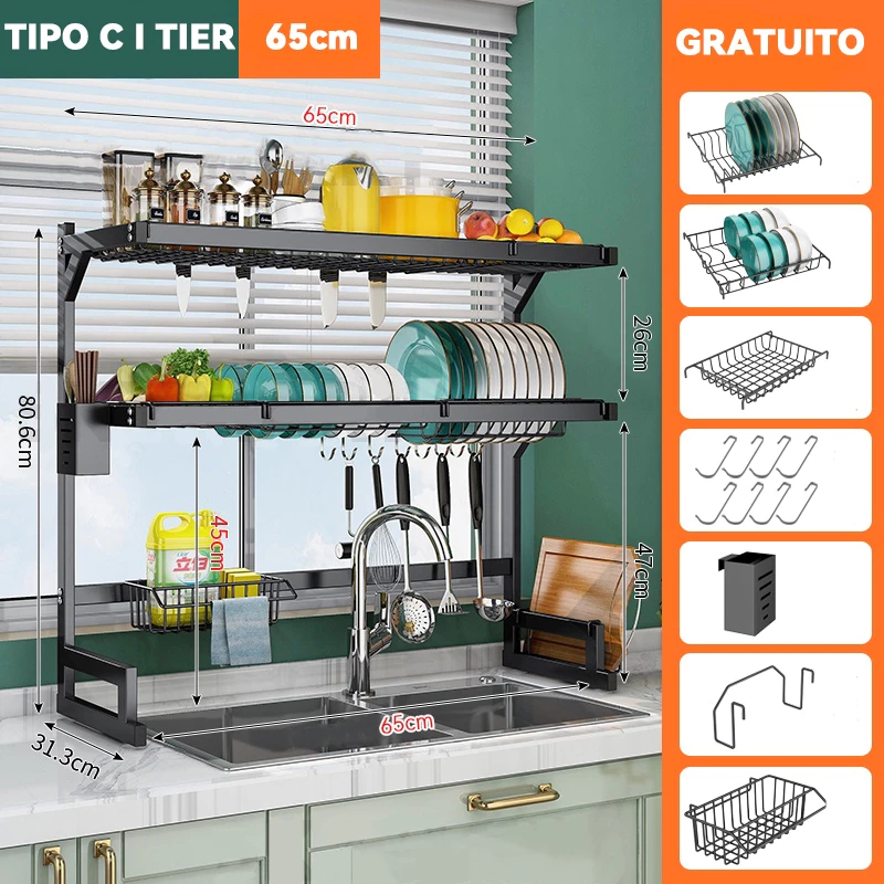Cozinha Suspensa Modular Autossustentável Escorredor Premium 65/85CM