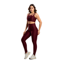 Conjunto Top e Legging Poliamida Canaleado Marrom Massam Fitness