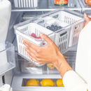 Organizador de Geladeira 5L com 3 Cestos Ou Natural Tampa Porta Frutas Legumes Vegetais Clear Fresh