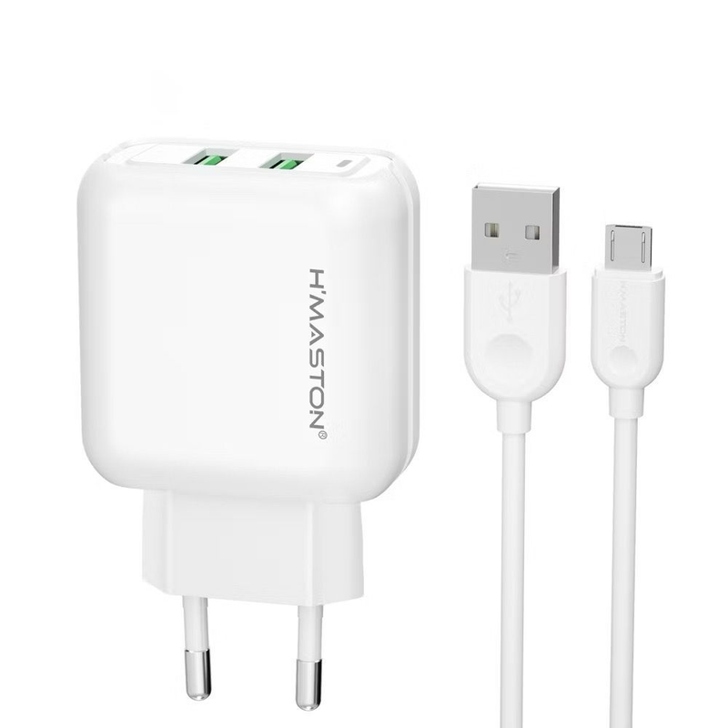 H'maston Y24 Carregador Turbo 25w Fonte Torre Carregar Portátil 2 Usb 5.1A Com Cabo Usb V8.IPhone.Tipo-c