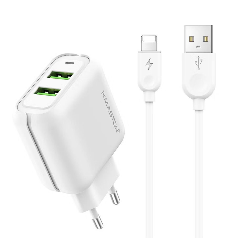 H'maston Y24 Carregador Turbo 25w Fonte Torre Carregar Portátil 2 Usb 5.1A Com Cabo Usb V8.IPhone.Tipo-c