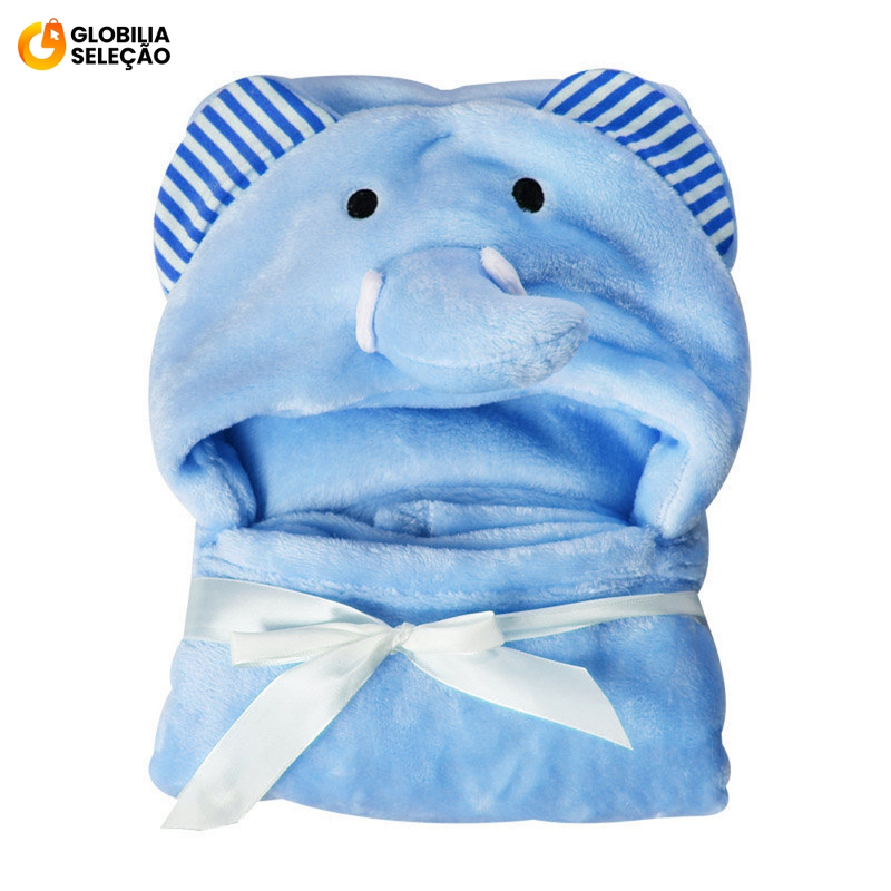 Toalha de Banho Bebê Felpuda Capuz Infantil Recém Nascido Com Orelhinha Menino e Menina 95 x 65cm
