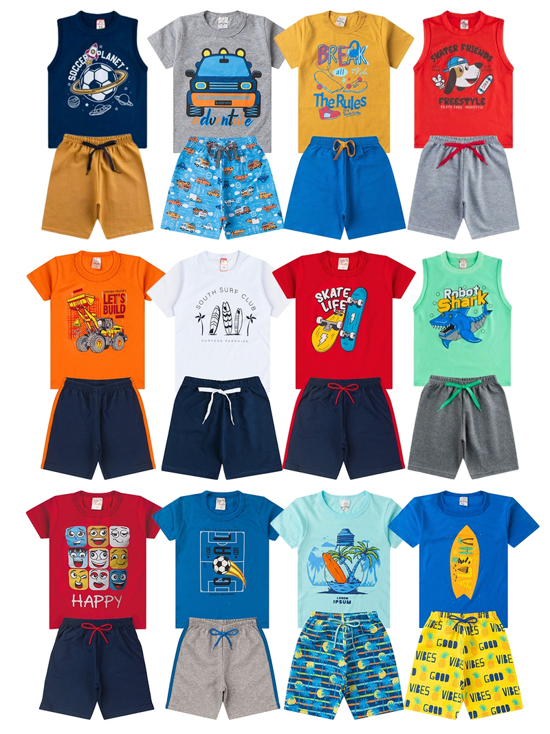 Kit 10 Peças Roupas Infantil Menino Premium 1 ao 14 Conjunto Criança Masculino