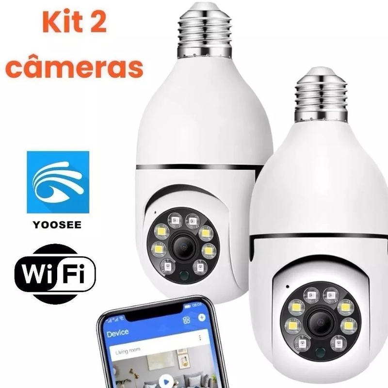 Kit Câmera de segurança a Prova D'água sem fio gira 360 com app Yousee full HD visão notturna