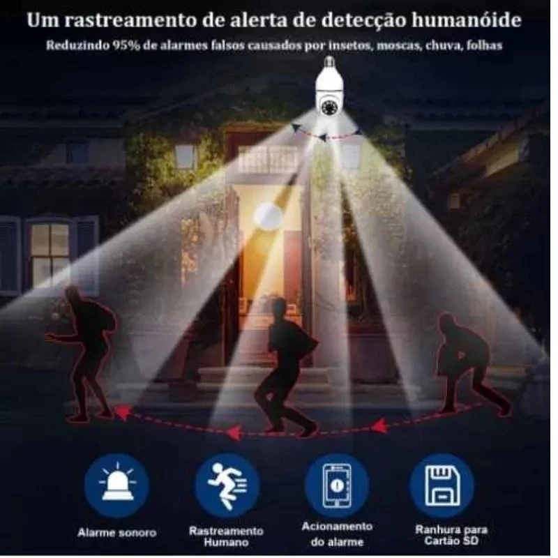 Kit Câmera de segurança a Prova D'água sem fio gira 360 com app Yousee full HD visão notturna