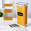 Kit 15 Potes Herméticos Mantimentos Quadrado Cozinha Tampa Trava Recipientes De Organização Luvinco