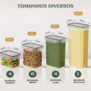 Kit 15 Potes Herméticos Mantimentos Quadrado Cozinha Tampa Trava Recipientes De Organização Luvinco