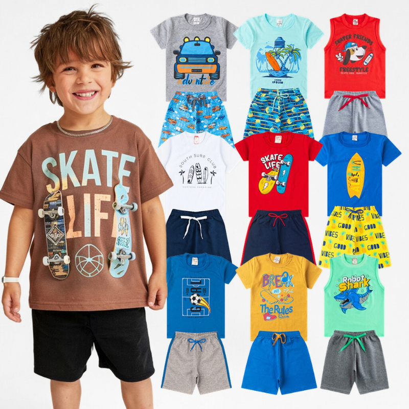Kit 10 Peças Roupas Infantil Menino Premium 1 ao 14 Conjunto Criança Masculino