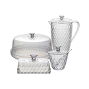 Kit Cozinha Mesa Posta Glamour Café da Manhã/Tarde Jarra Queijeira Manteigueira Açucareiro e Boleira