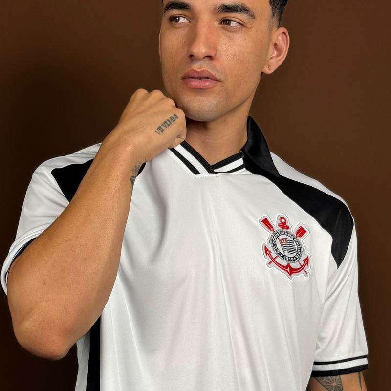 Camisa Polo Corinthians Oversized Branca Masculina Oficial