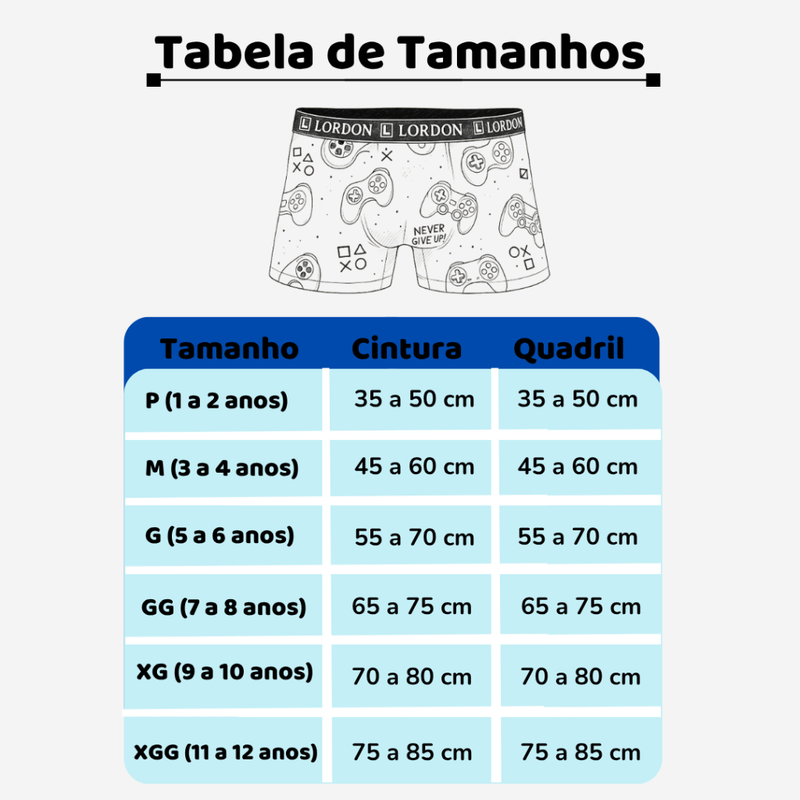 Kit 10 Cuecas Boxer Box Infantil Juvenil Menino Estampada